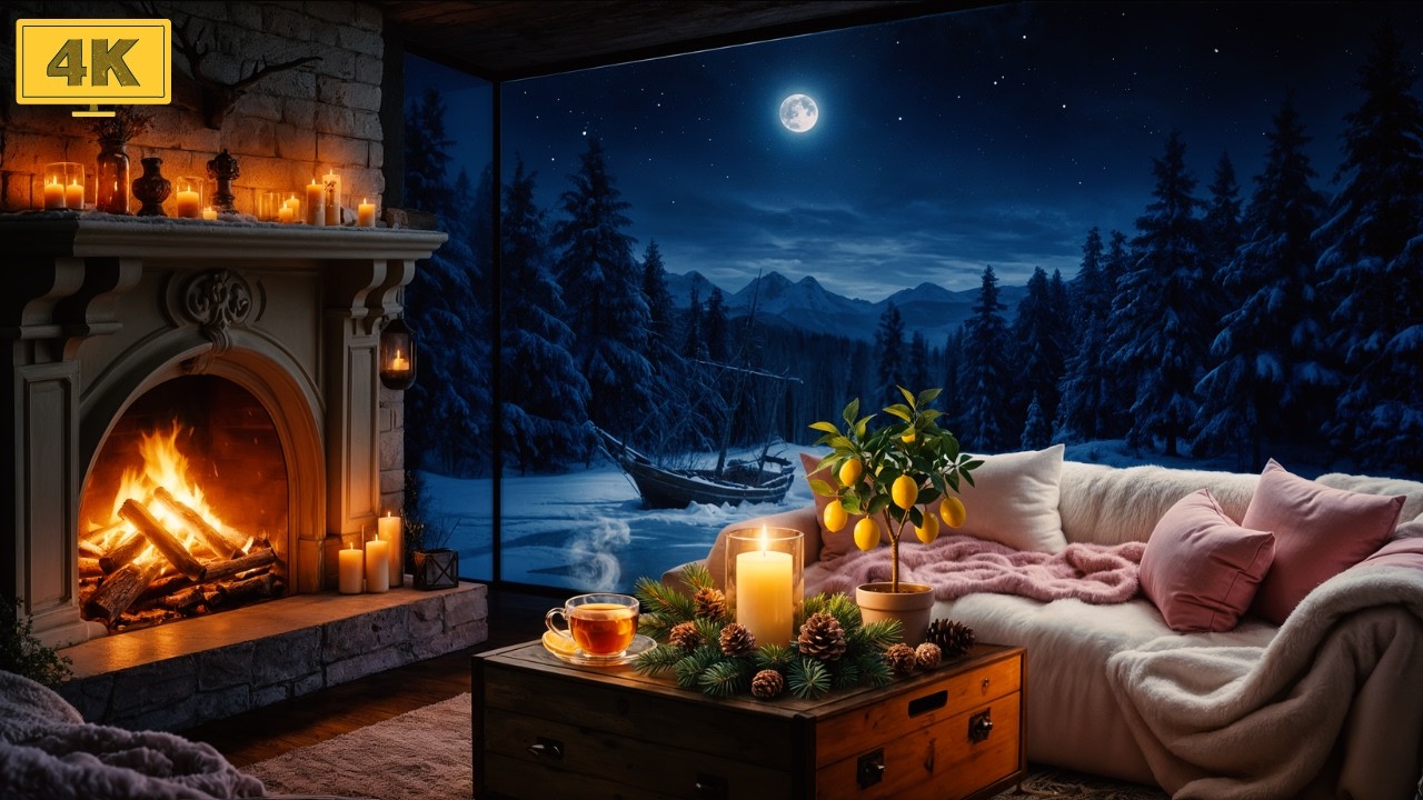 Snowy Forest Hut ❄️ Celtic Folk Music & Crackling Fire for Relax & Productive Workflow