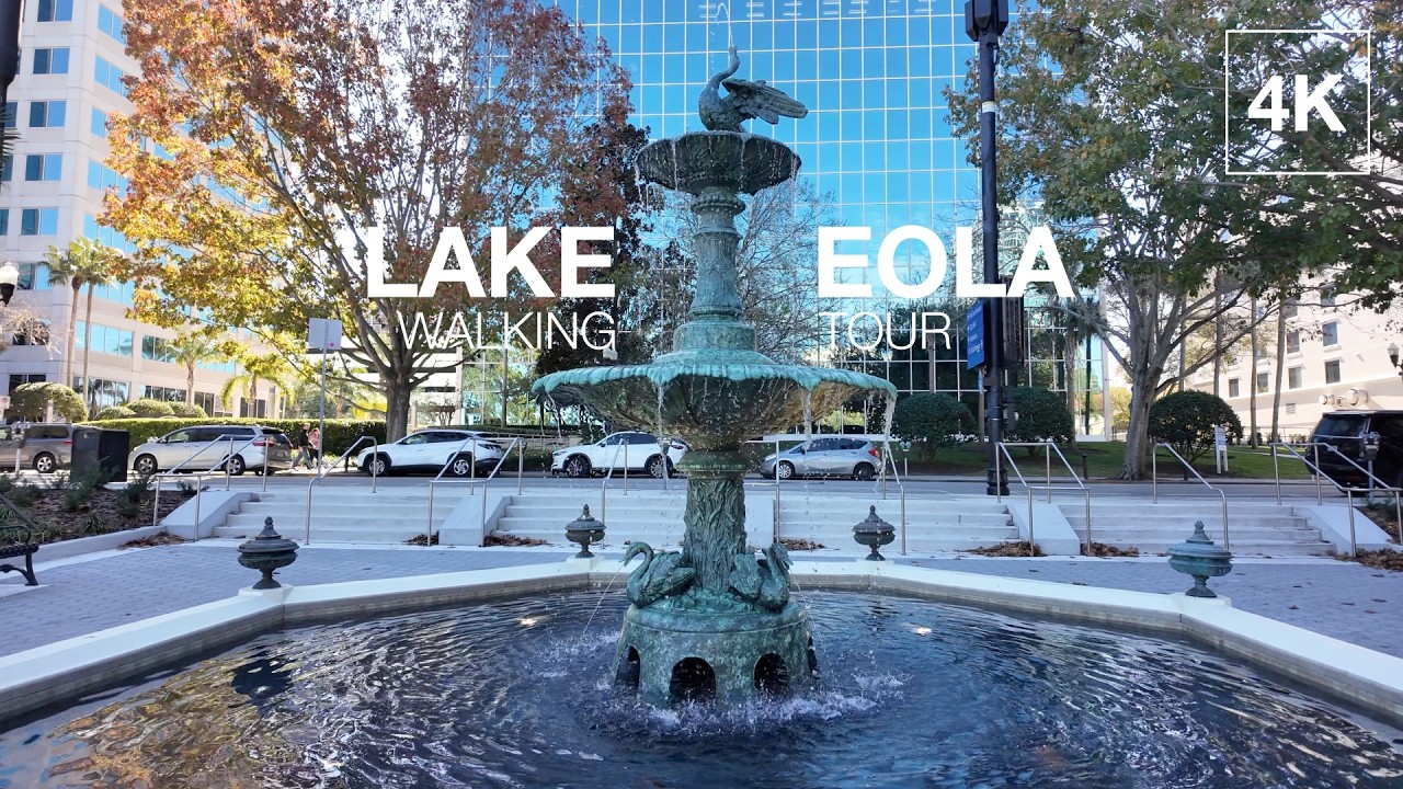 Lake Eola Walking Tour: Swans, Nature, Historic Sites, and Water Views! | 4K