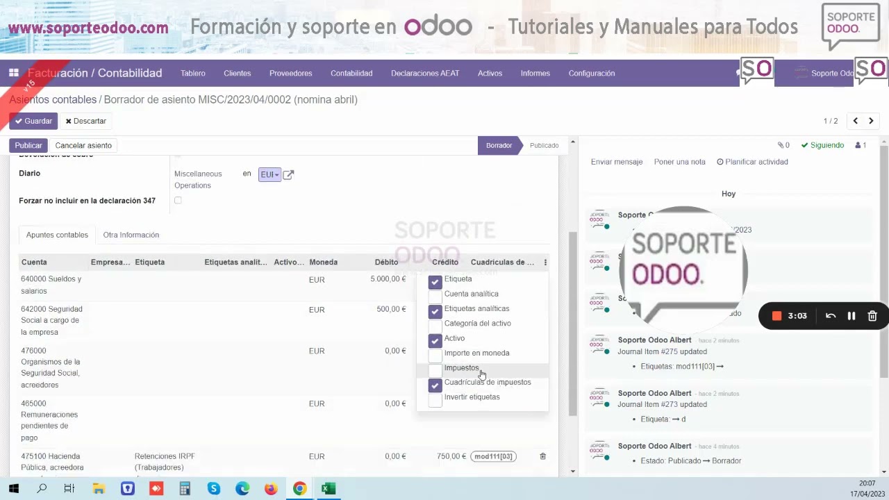Odoo como Contabilizar nóminas con el Modelo 111 AEAT