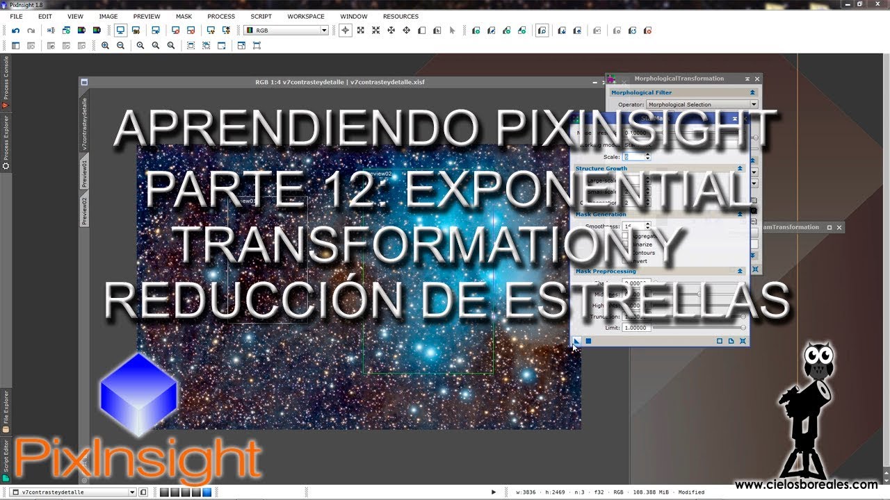 Aprendiendo PixInsight XII: ExponentialTransformation y reducción de estrellas