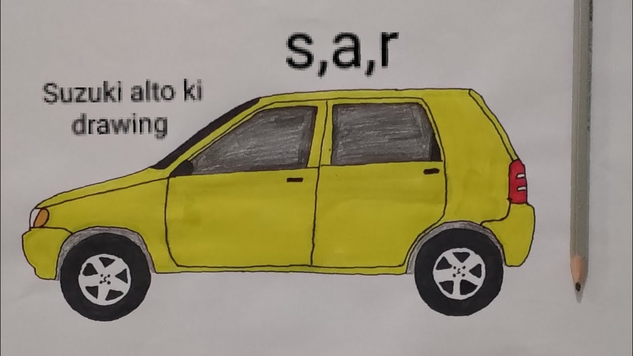 Suzuki alto ki drawing 2000-2012 | easy drawing videos | Car drawing sar