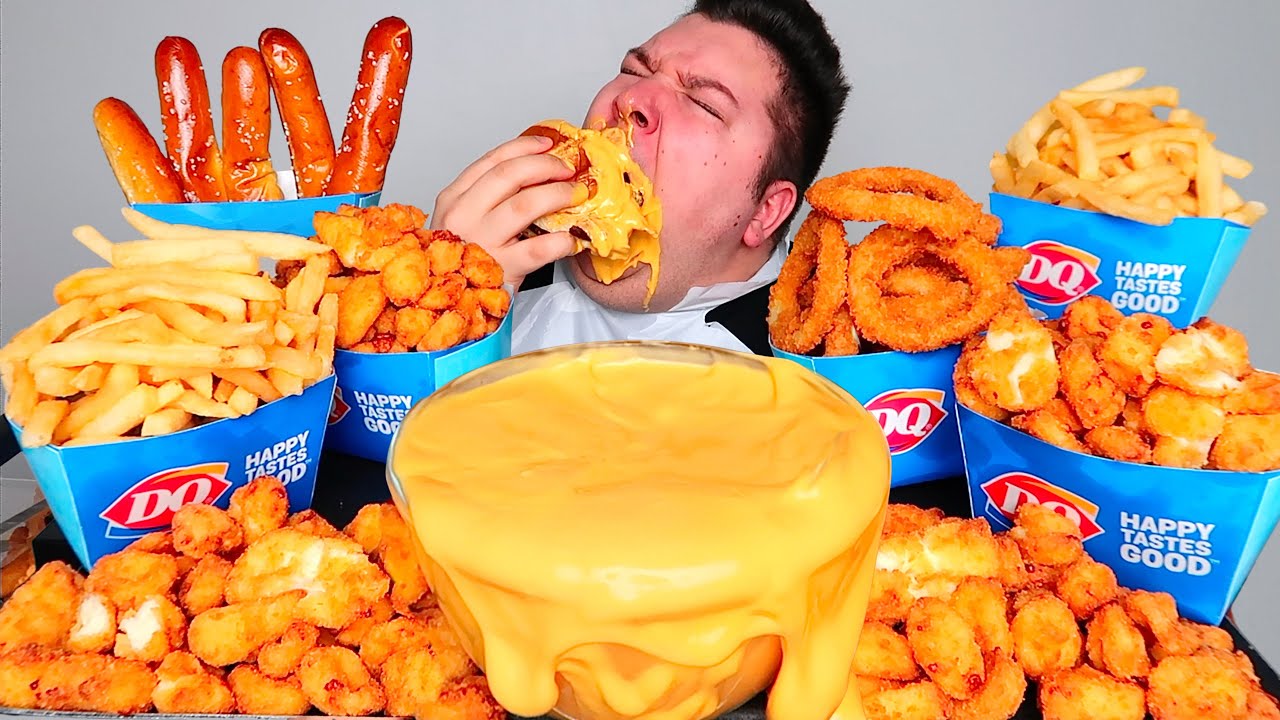 EXTREMELY CHEESY DAIRY QUEEN WITH CHEESE SAUCE • Mukbang & Recipe