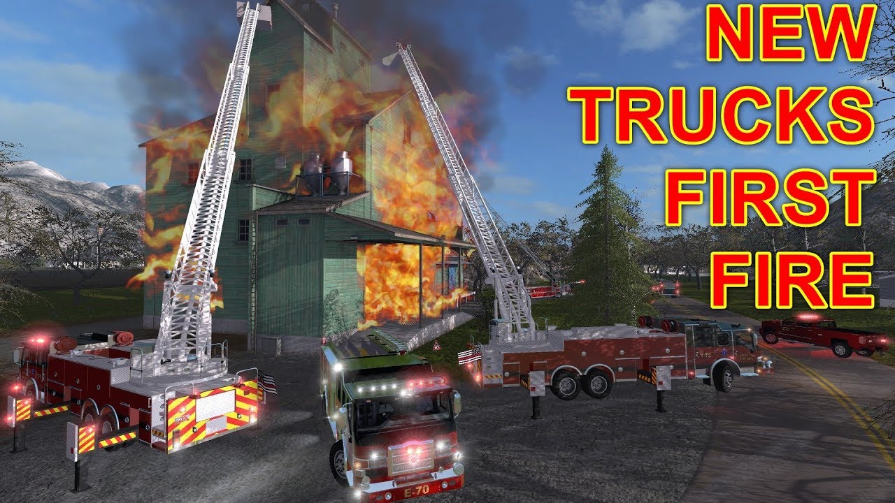 Farming Simulator 17 #22 New Tower & Aerial Ladder Trucks Respond To A Fully Involved Structure Fire