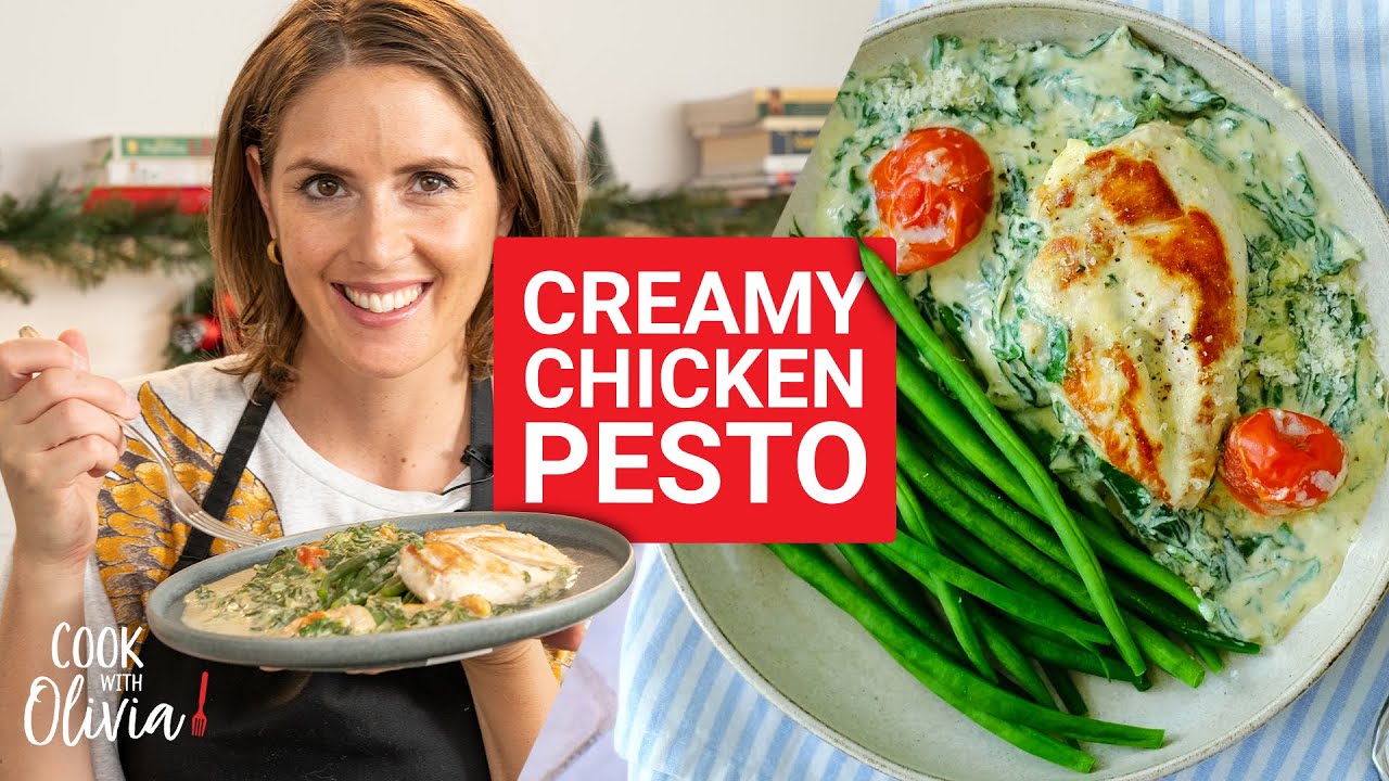Creamy Pesto Chicken Recipe | One Pan Recipe | Cook with Olivia