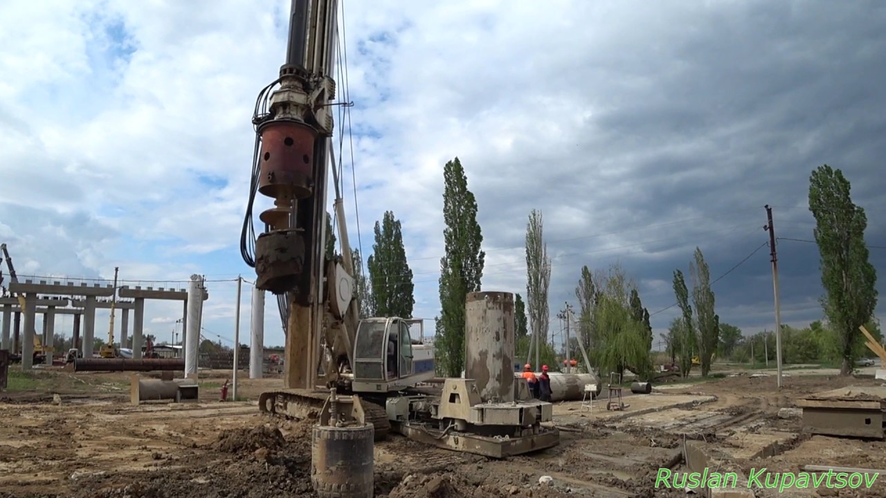 Процесс производства буронабивных свай для третьего моста в Волгодонске, часть 1.1