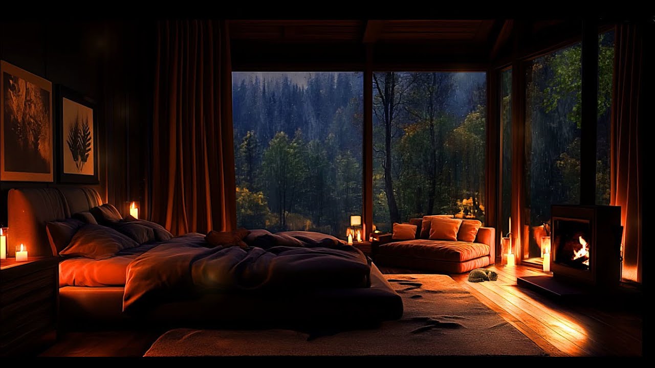 Cozy Cabin Rain & Fireplace 🔥🌧️ | Deep Sleep Sounds (10 Hours)