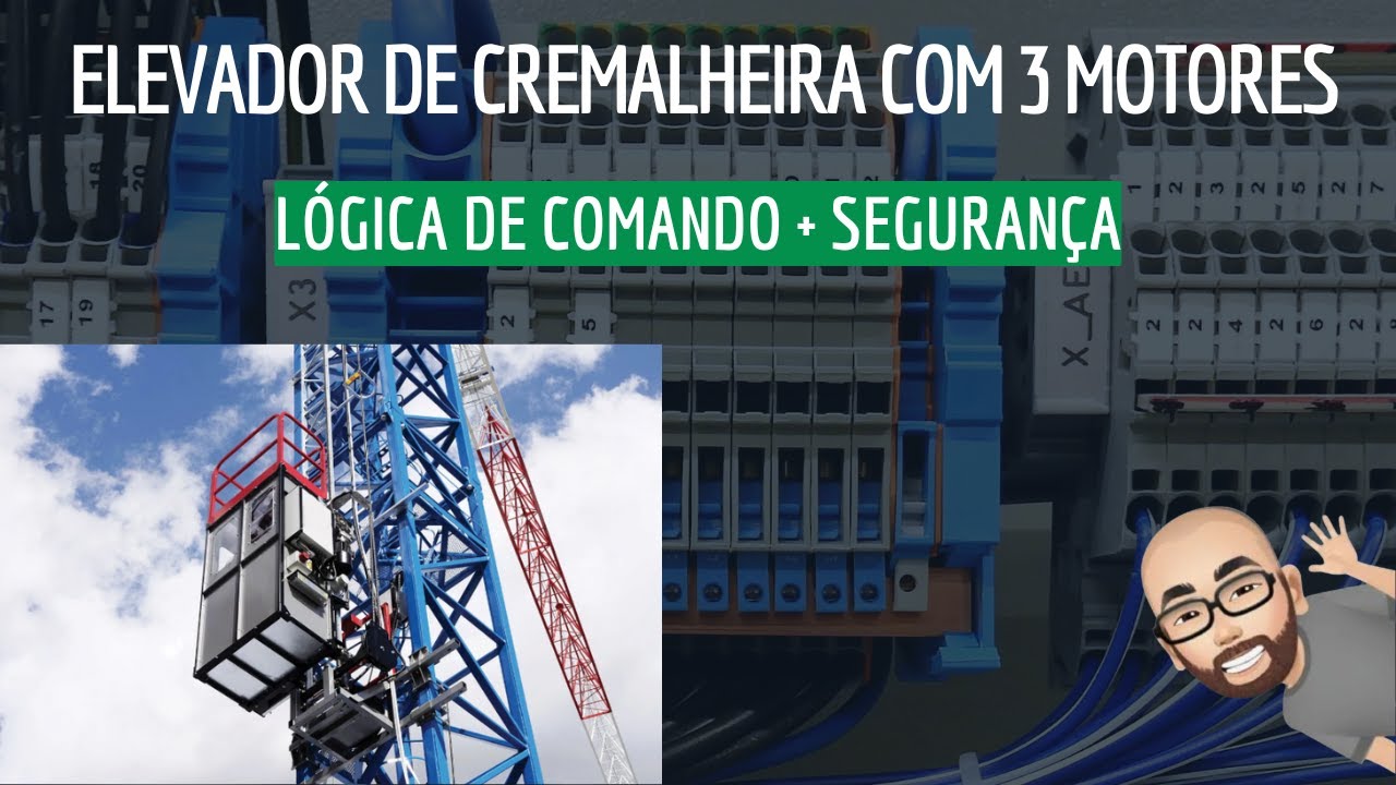 ELEVADOR DE CREMALEIRA COM 3 MOTORES - COMANDO, REVERSÃO E SEGURANÇA NO PAINEL - COMANDOS ELÉTRICOS