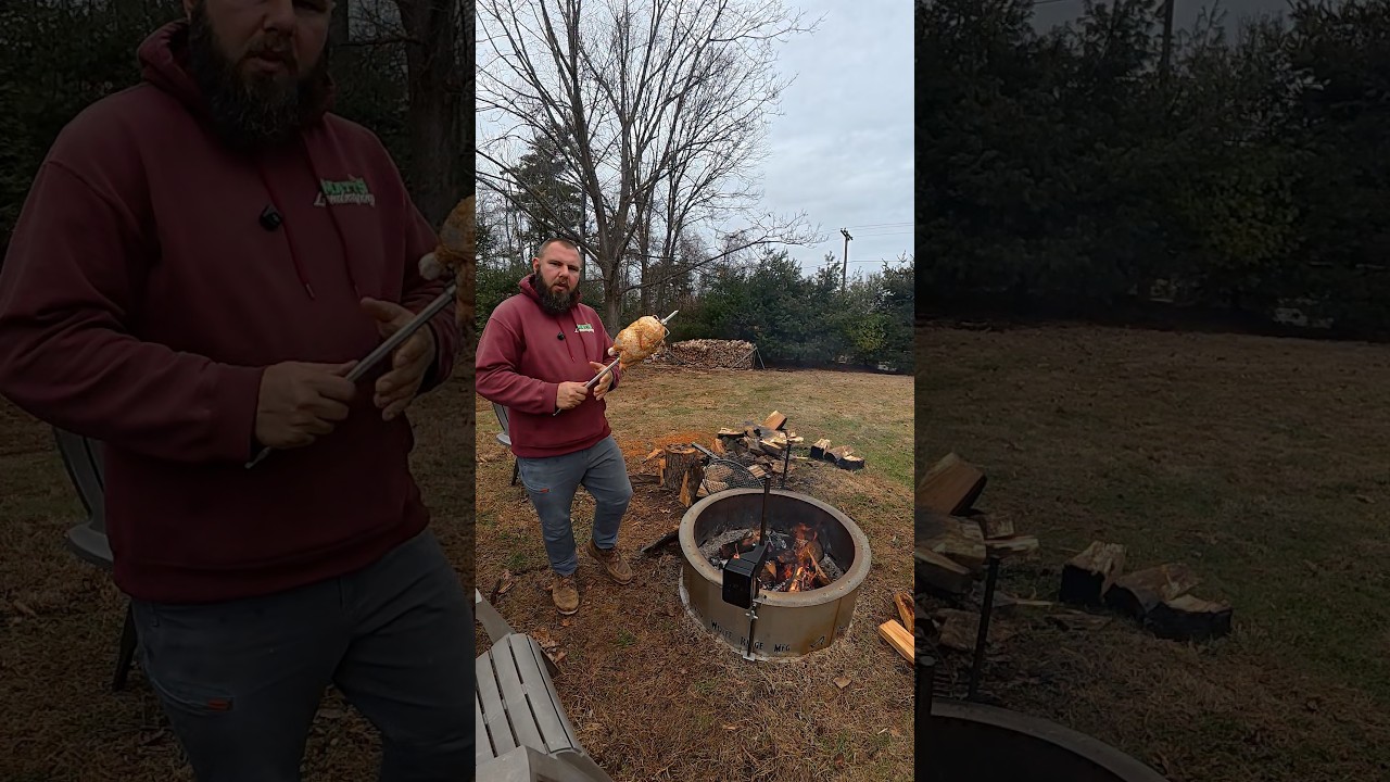 Rotisserie Chicken on The Wolfe Ridge Fire Ring 