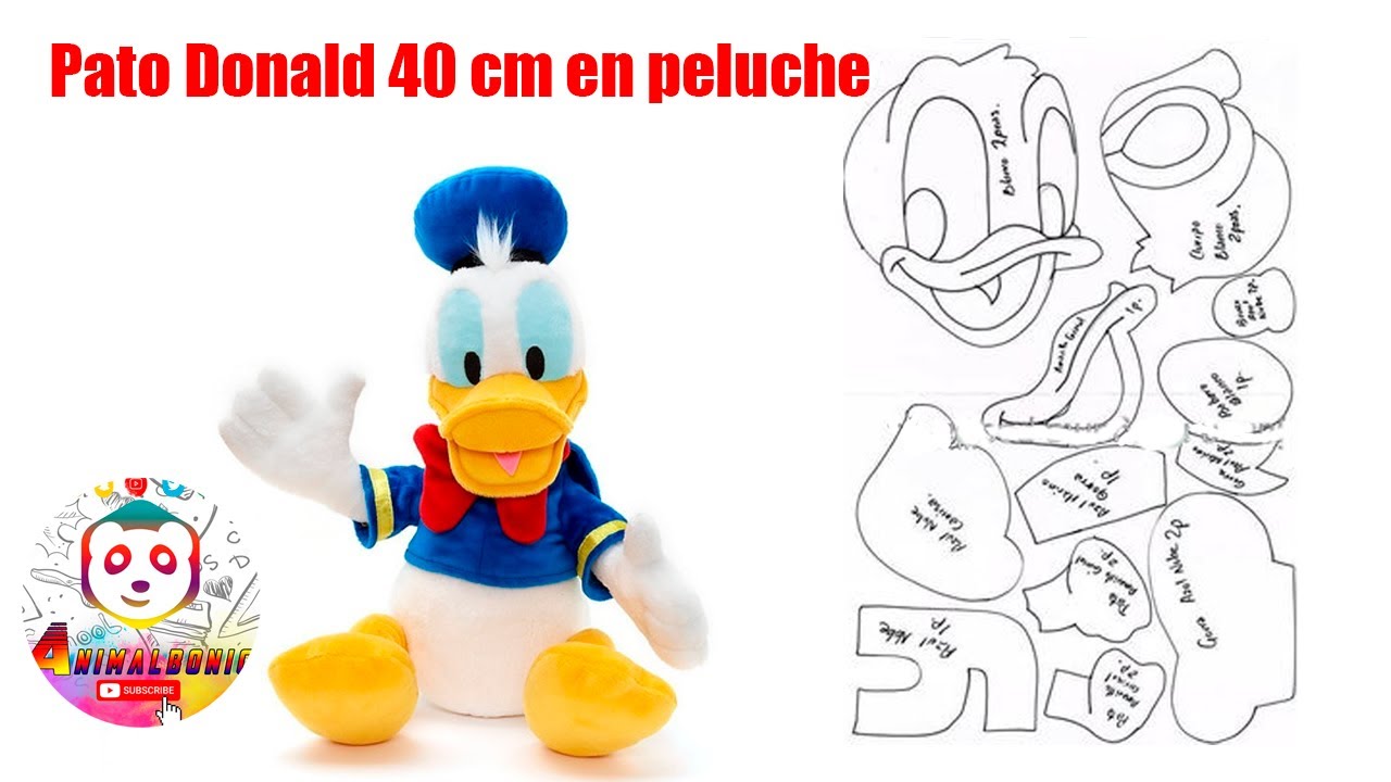 Como hacer pato Donald en peluche, paso a paso, tutorial completo  moldes