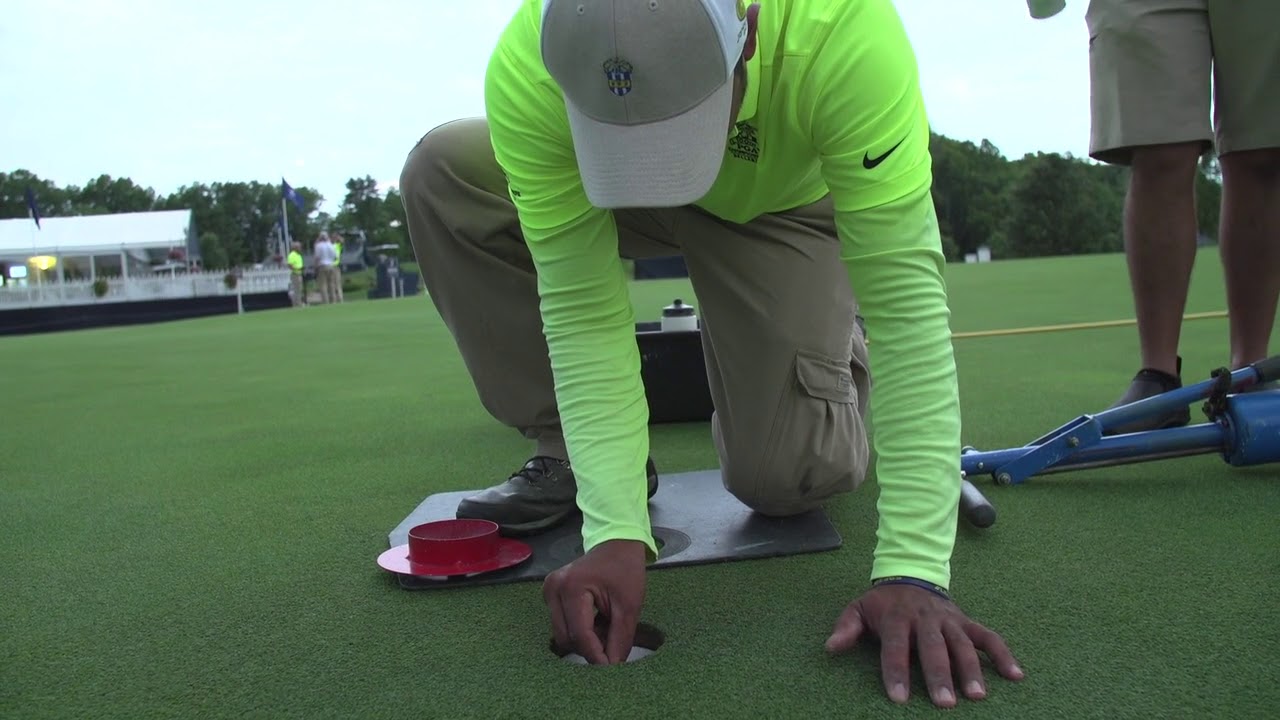 Attention to Detail while Cup Cutting ahead of the PGA Championship at Bellerive Country Club