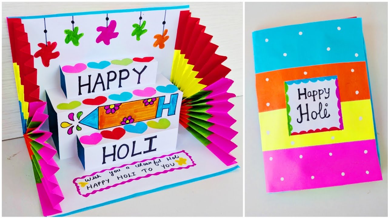 Happy Holi pop up card ideas 2026 l diy holi card making ideas l handmade holi greeting card ideas l