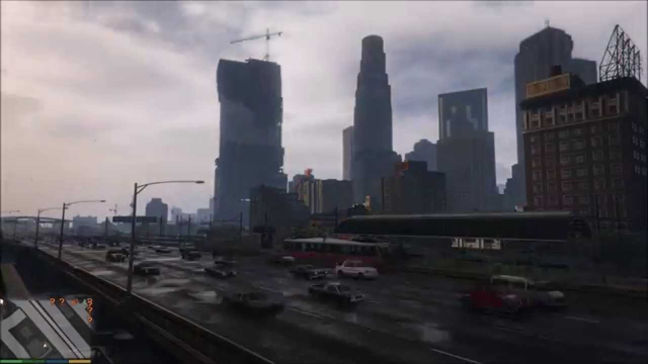 GTA 5 PC time lapse amazing traffic density, weather and day effects