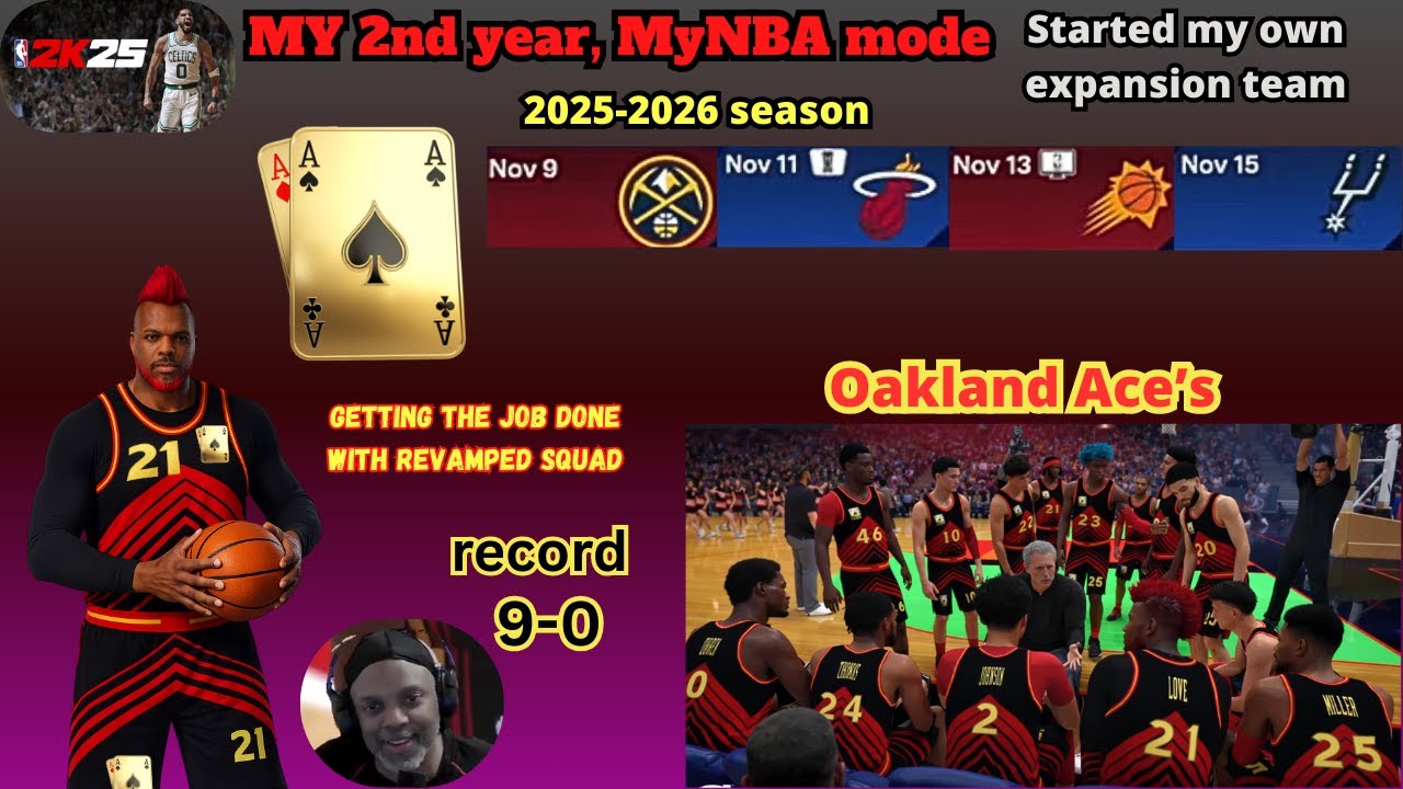 My expansion team vs Nugget, Heat, Suns & Spurs. 9-0 started 2nd season in NBA2k25