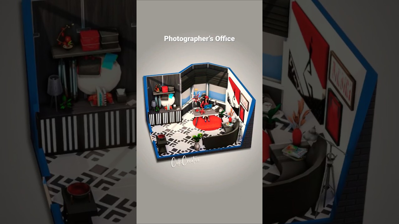 Photographer&rsquo;s Office Mini Speed Build! | #sims4 #sims4nocc #sims4speedbuild #thesims #thesims4