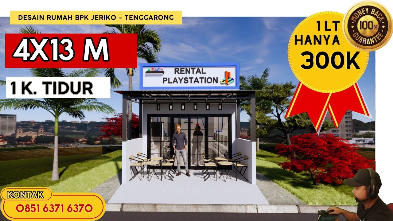 Desain Rental Ps Minimalis 4x13 M  (1 lantai ) Bpk Jeriko - Jasa Desain Rumah Tenggarong
