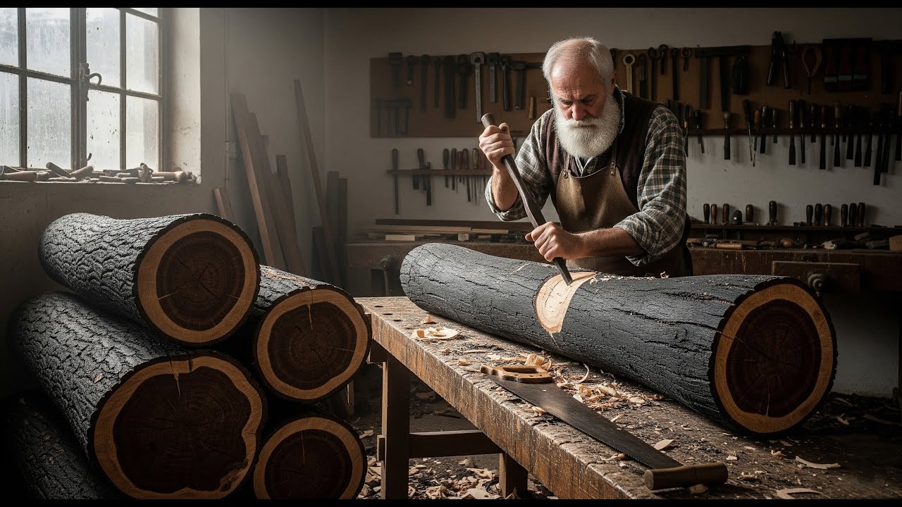 Let See This Old Craftsman Do What with The Tree Log || The Idea is Incredible