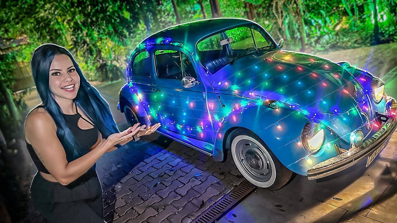 IMPRESSIONEI MINHAS AMIGAS COM MEU FUSCA ILUMINADO PRO NATAL!!