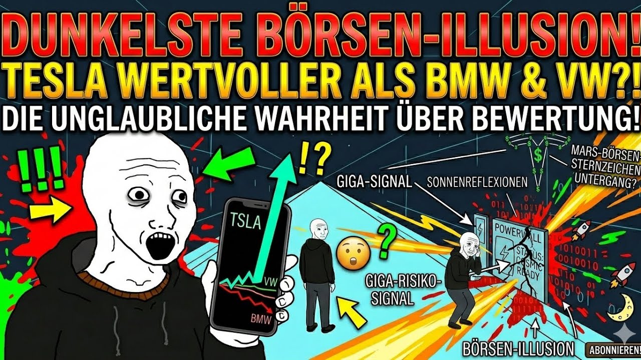 Wojak Style - Die vielleicht dunkelste Illusion der Börse: Tesla mehr wert als VW & BMW zusammen!