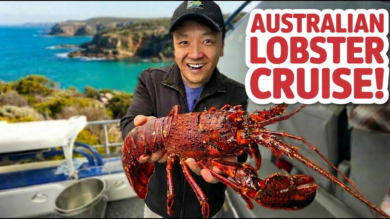 Catching & Cooking GIANT LOBSTER + SEA URCHINS on a LOBSTER CRUISE in Tasmania Australia