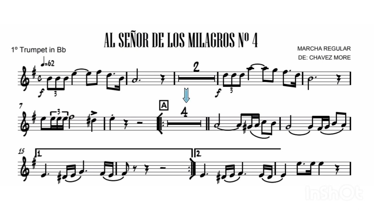 señor de los milagros N°4 partitura trompeta 🎺 marcha regular