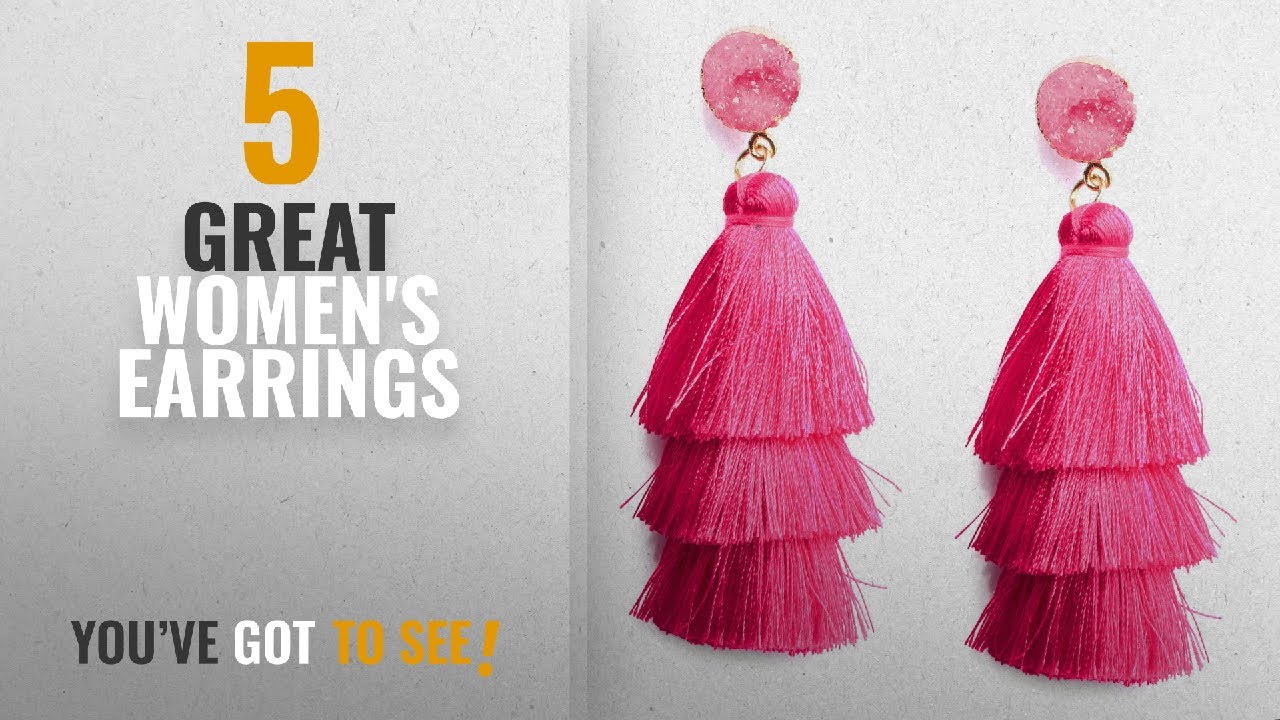 10 Best Earrings Pink Tassel [2018]: Me&Hz Women's Hot Pink Tassel Earring Fringe Drop Dangle Long