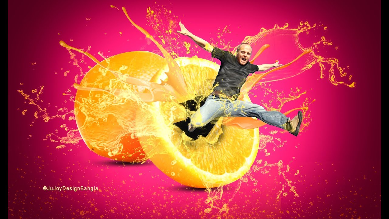 Orange Splash in side  Man jump in Adobe Photoshop CC by Ju Joy Design Bangla