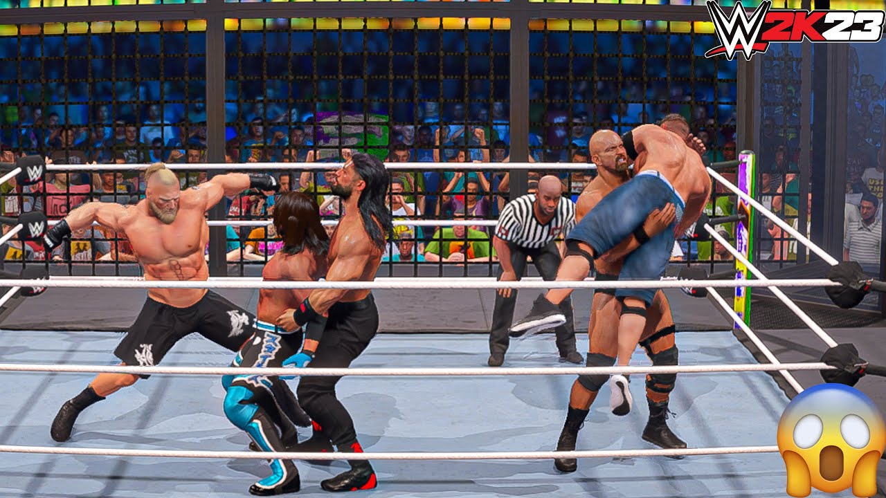WWE 2K23 - Cena vs Stone vs Brock vs Roman vs Edge vs Aj Styles Match at Elimination Chamber 24