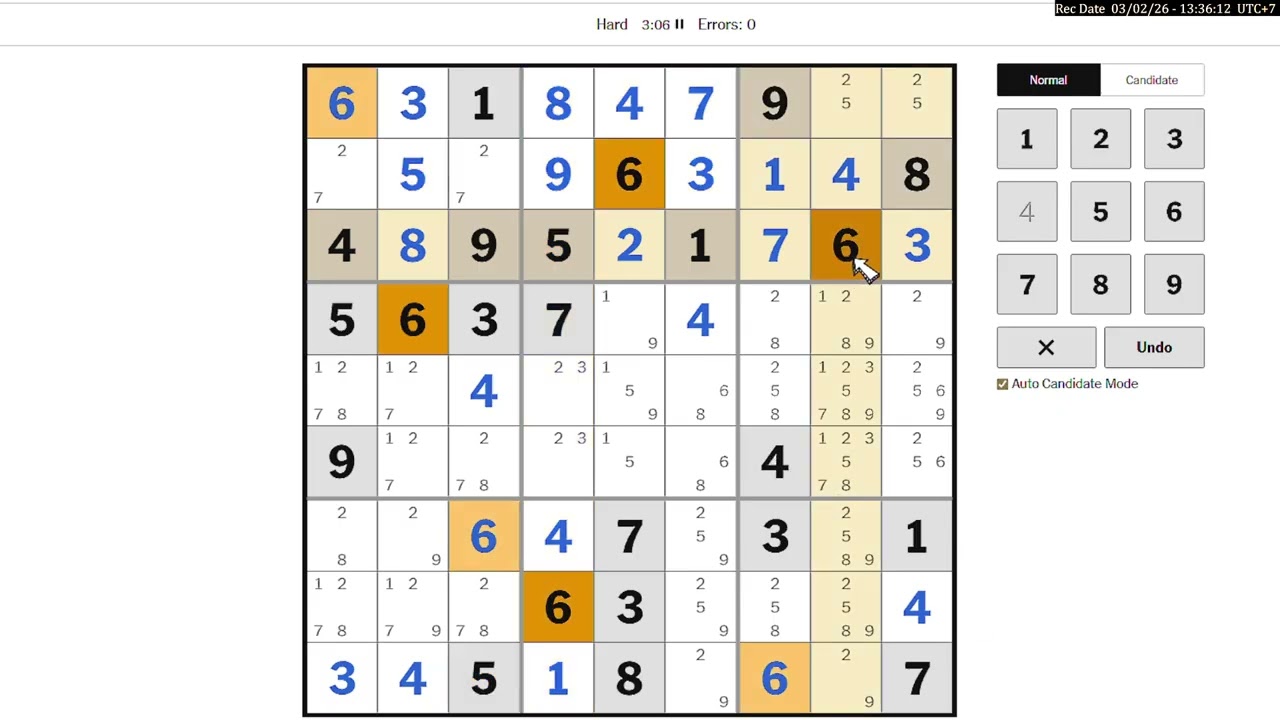 Hard Sudoku New York Times March 2, 2026