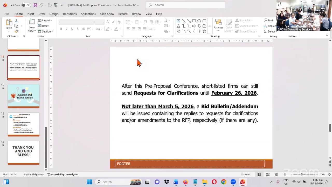 Procurement Livestream for DPWH Central Office Consulting Services on February 19, 2026
