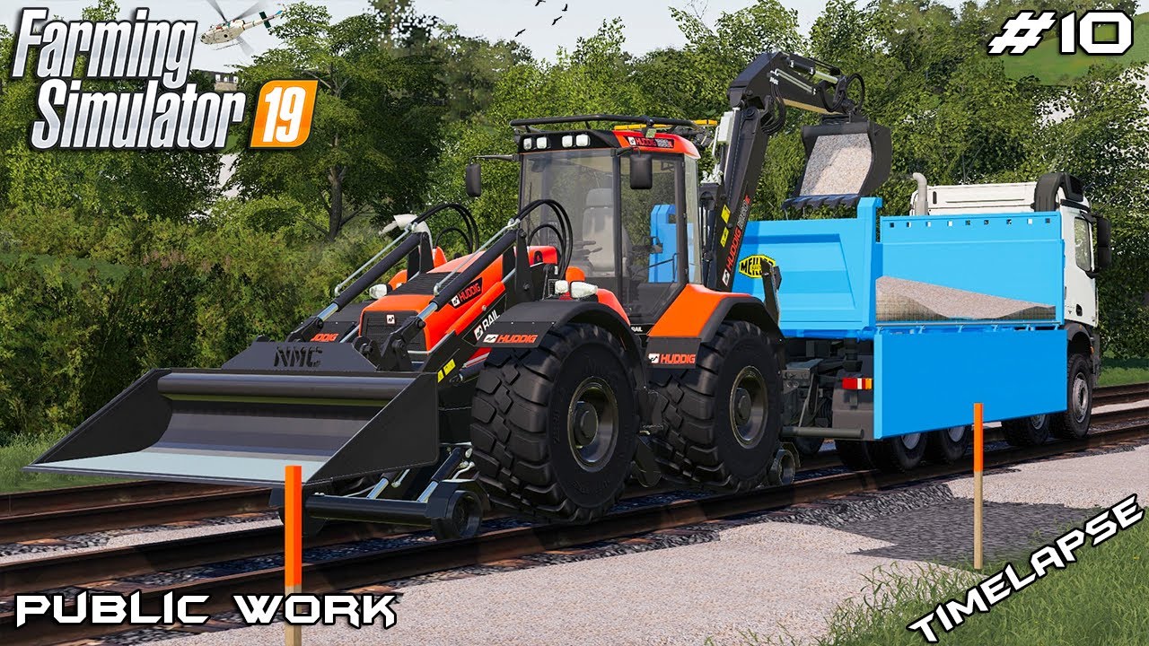 Removing old gravel from rail road | Public Work Sandy Bay | Farming Simulator 19 | Episode 10
