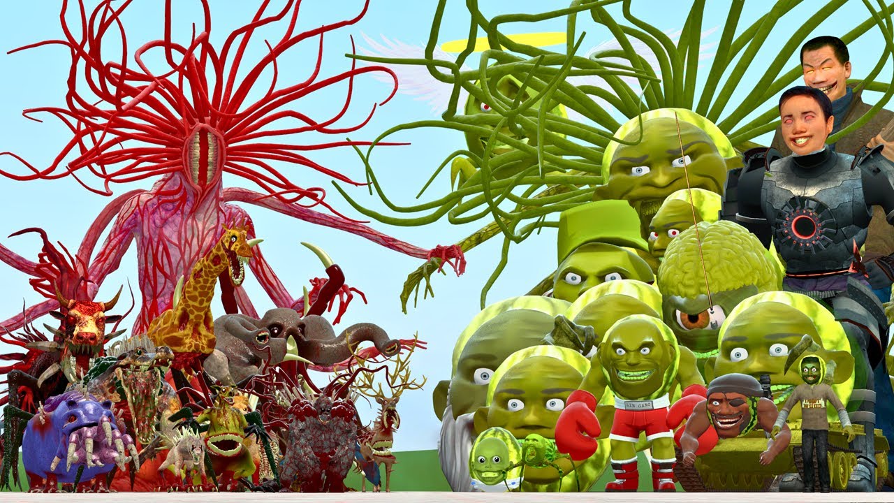 All Zoochosis Mutant Animal Monsters Vs All Lin Gang Melon Family Monsters In Garry's Mod