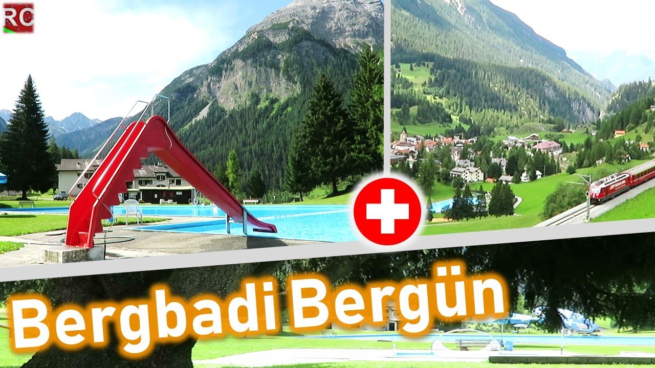 Freibad Bergün (Bergbadi) - Impressionen (alle Attraktionen, Beckenrutsche) 1400 m. ü. M.  2019