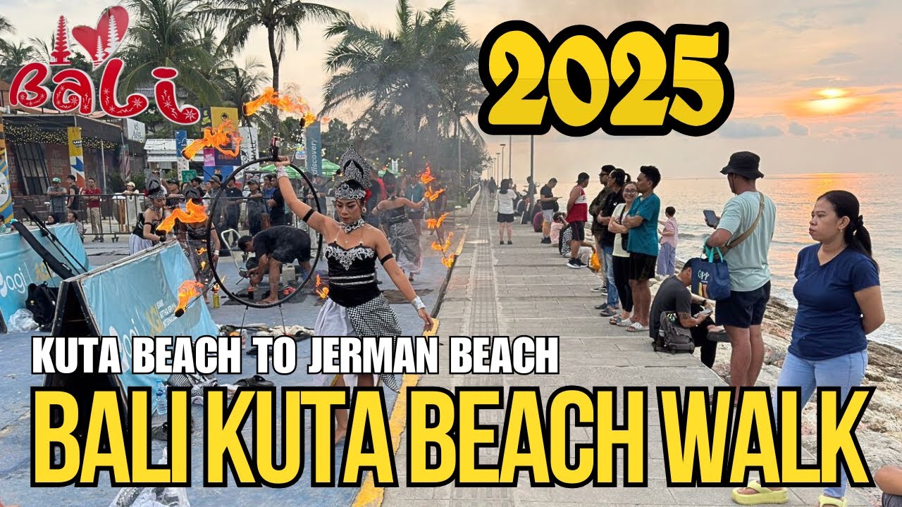Exploring the Beachfront of Bali: Kuta Beach Walk to Jerman Beach 2025