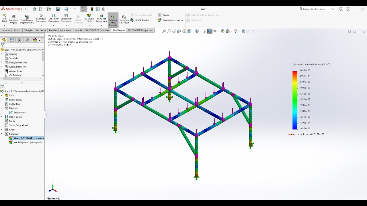 Solidworks Static Analysis - Statik Analiz - Kiriş Analizi - Simulation - Weldments