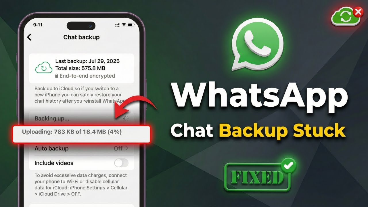 How to Fix WhatsApp Chat Backup Stuck on iPhone (Easy & 100% Working)