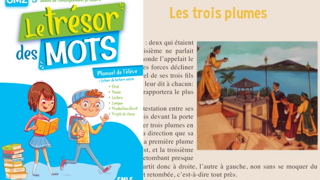 Lecture : les trois plumes page 192 193 / le trésor des mots cm2 5éme année primaire  #français 