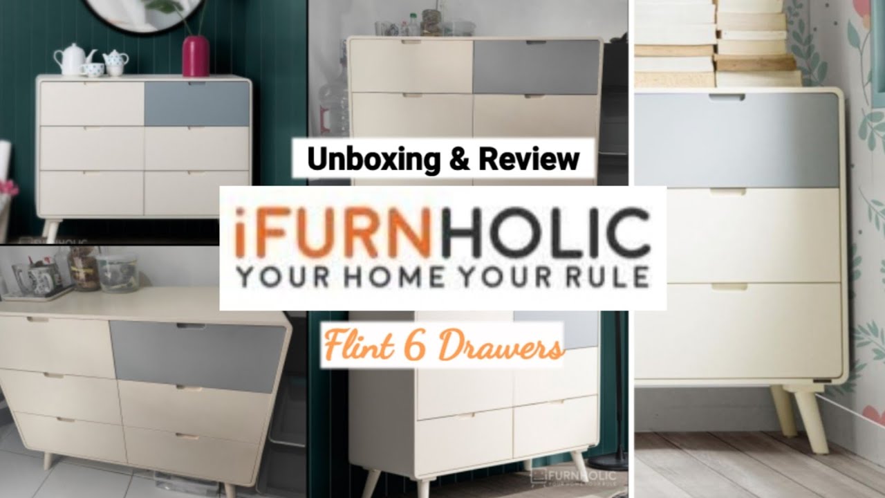 Unboxing Flint 6 Drawers Ivory-Grey (Lemari Laci Scandinavian) dari iFURNHOLIC Plus Cara Merakitnya