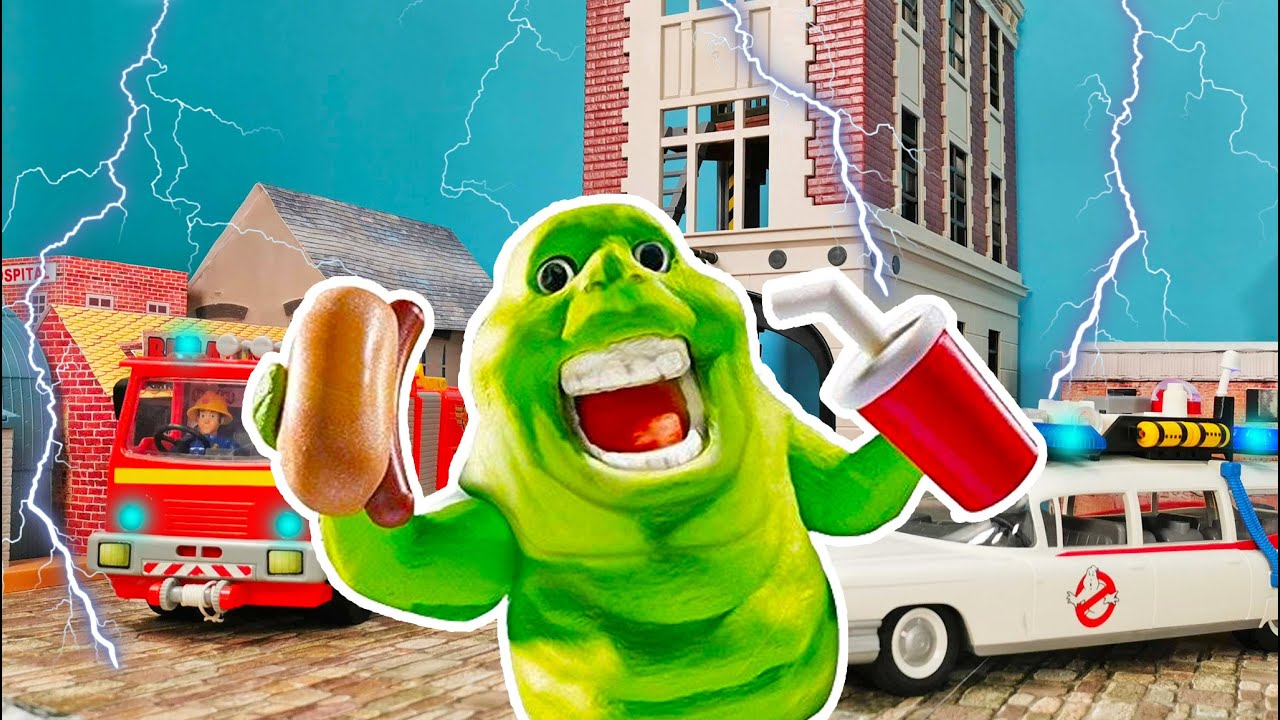 Fireman Sam Toy Story with the Ghostbusters | Ecto 1 Slimer Firefighter Movie for Kids