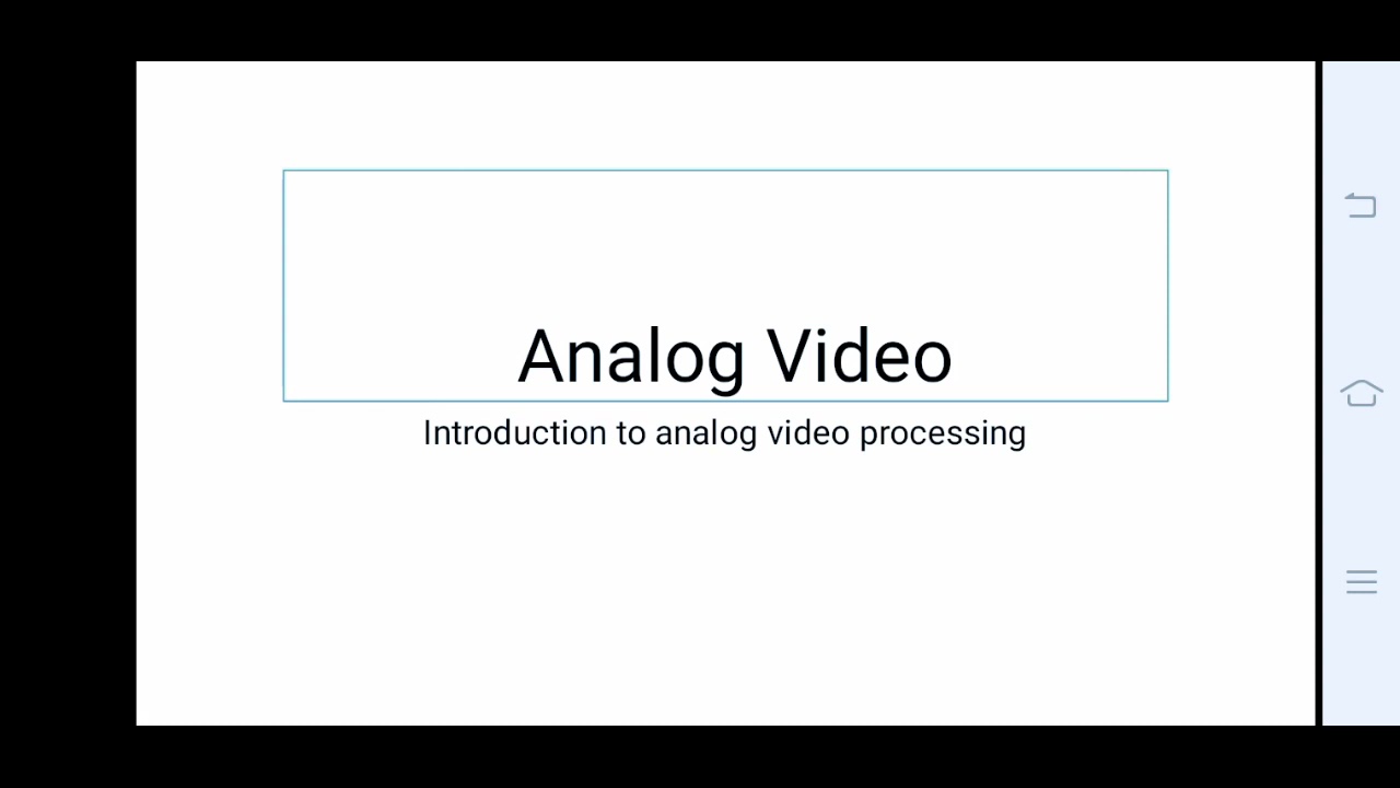 Analog video processing