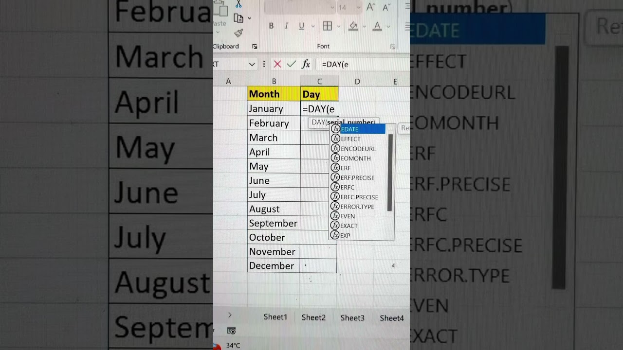 Find Days From Months Names 🔥 | Microsoft Excel Tutorial 😎 #excel #exceltips #exceltricks #bytetech
