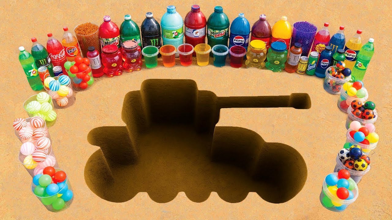 Эксперимент: гигантский боевой танк: взрыв газировки с использованием Pepsi, Coca-Cola и Fanta