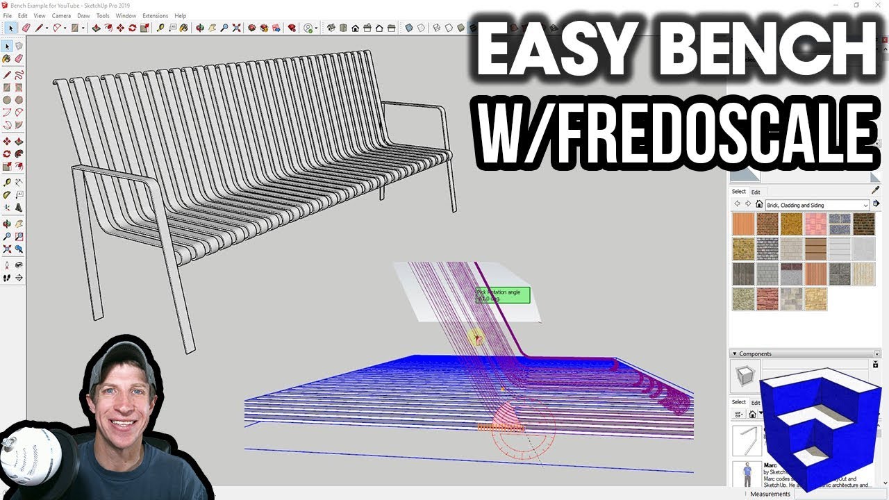 Modeling a PARK BENCH in SketchUp with FREDOSCALE