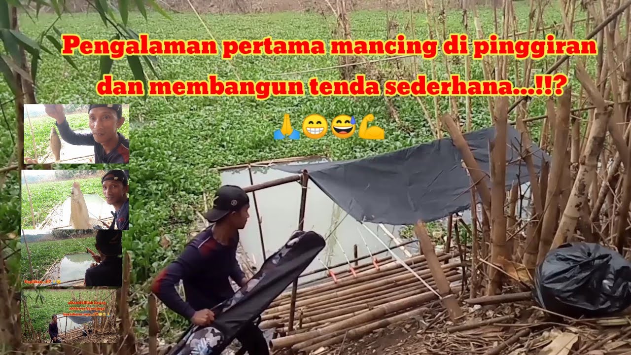Mancing Leuwi Keuris // Pengalaman pertama mancing di pinggiran dan membangun tenda sederhana...!!?