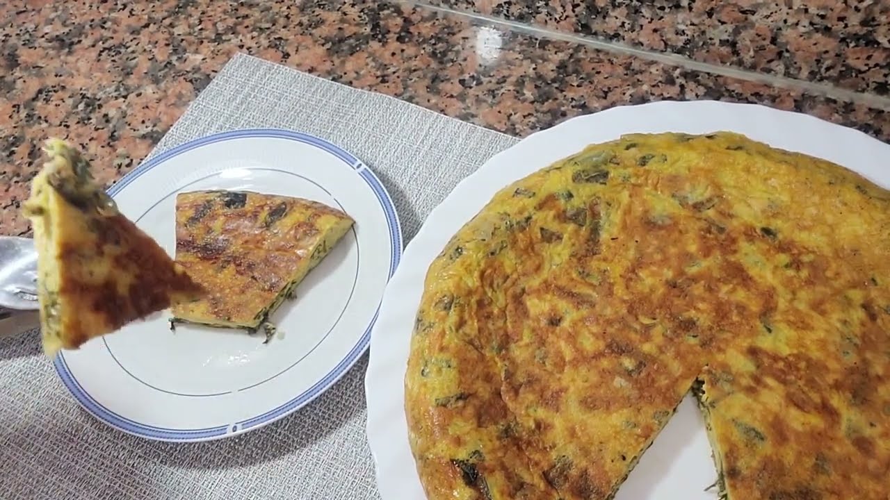 Tortilla de cebolletas, o cebolla verde..