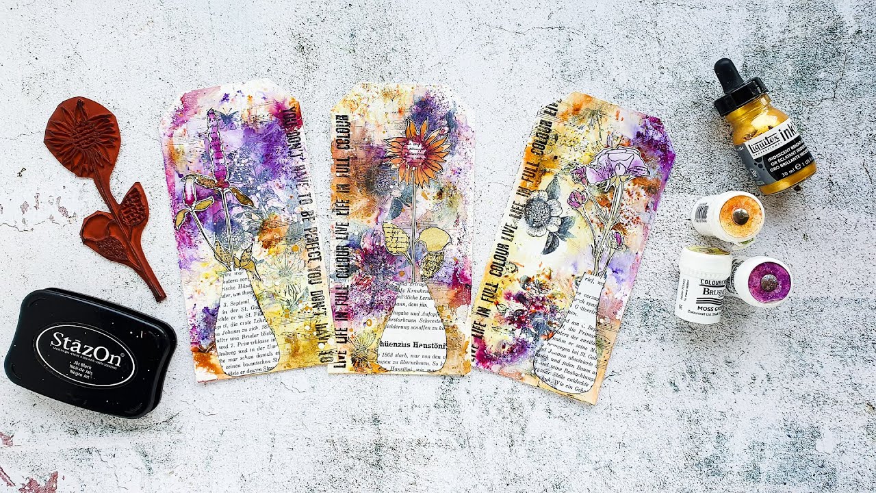 Vintage Mixed Media Tag mit Brushos