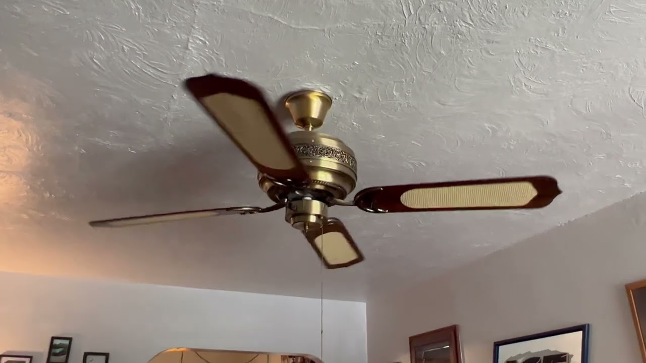 52 inch Patton 201-5C Ceiling Fan - Antique Brass & Cane