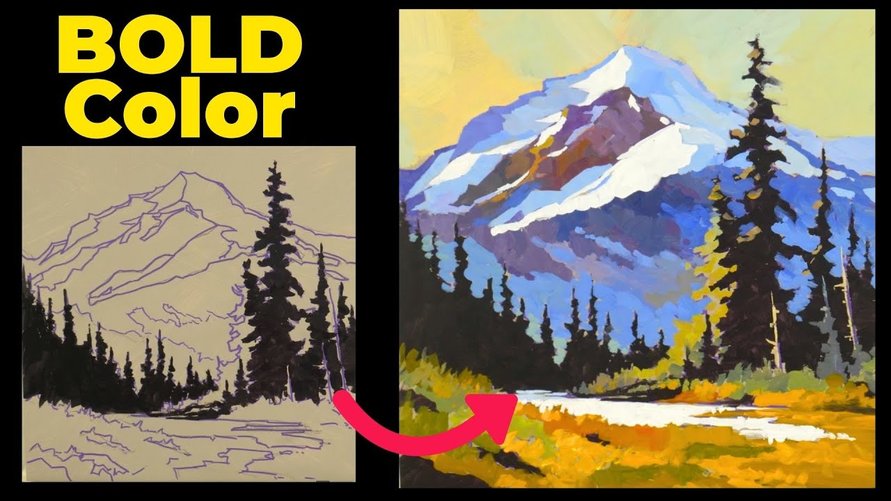 Vibrant Mountain Landscape in Acrylics | Full Tutorial for Beginners | For the Love of Painting