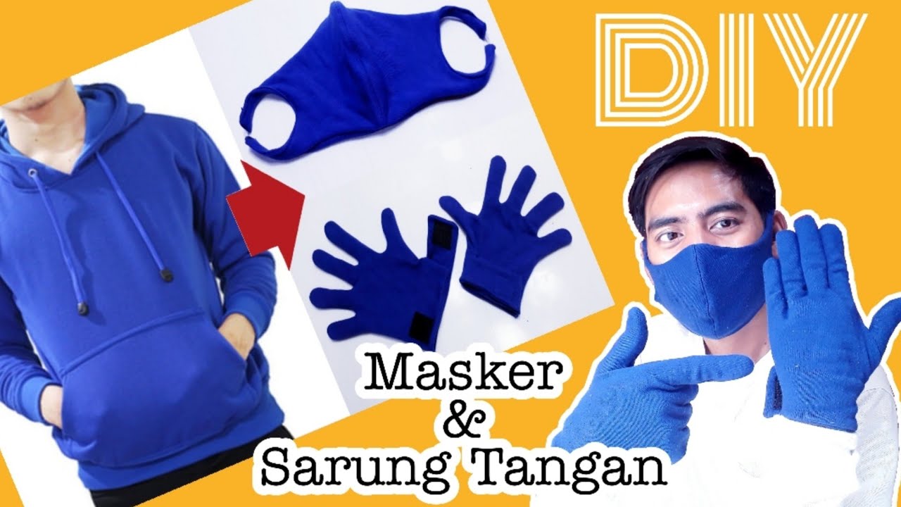 Cara Membuat Masker & Sarung Tangan Kain Dari Jaket Bekas || DIY how to make mask and gloves