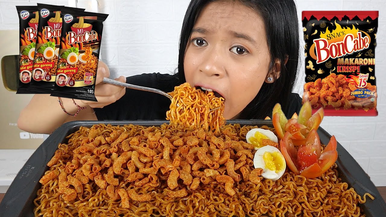 MUKBANG MIE BON CABE LV15 + MAKARONI BON CABE KRISPI LV15