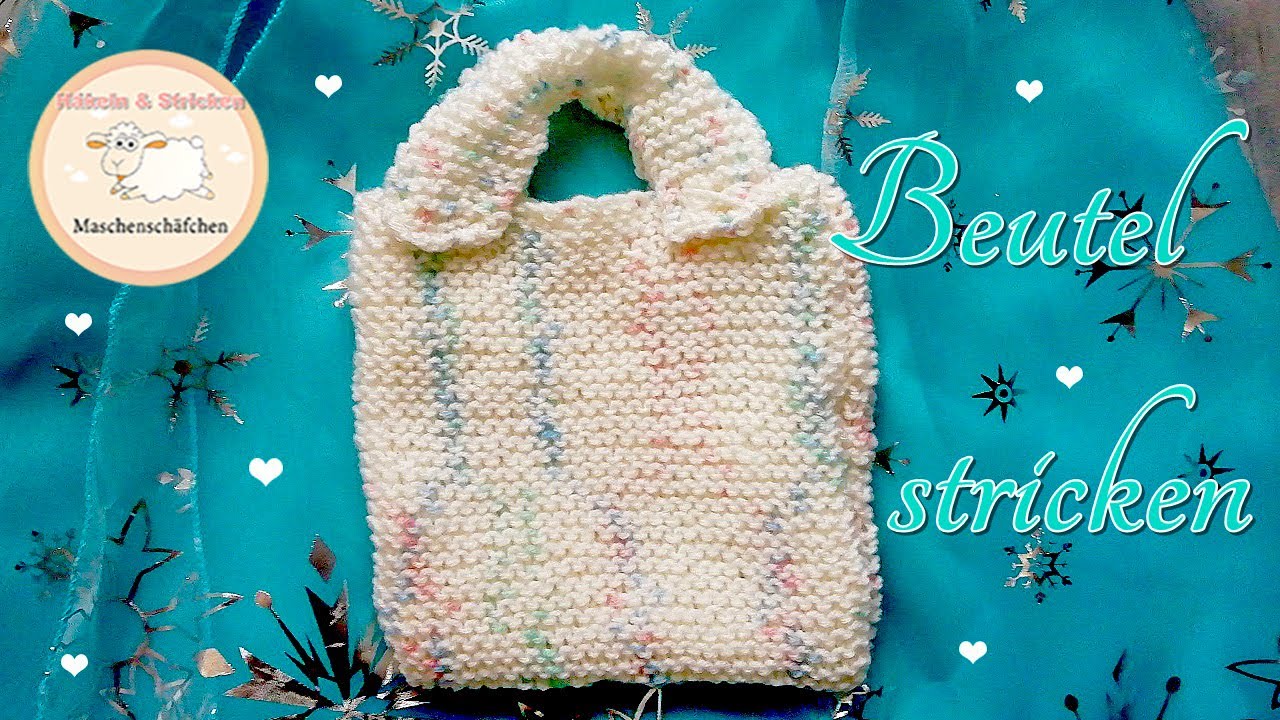Einen kleinen süßen Beutel ganz einfach stricken.